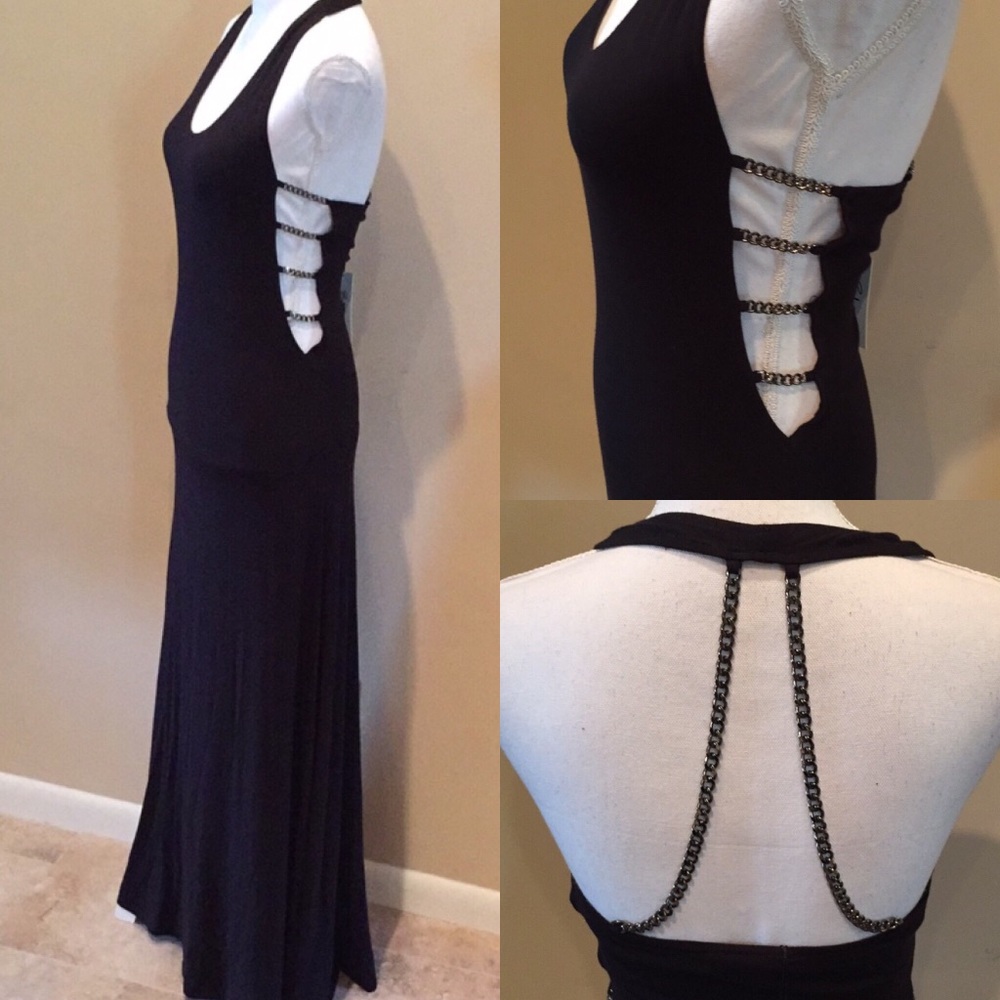 SKY Dress Chain Maxi Halter Open Sides Bodycon NWT - Picture 2 of 8